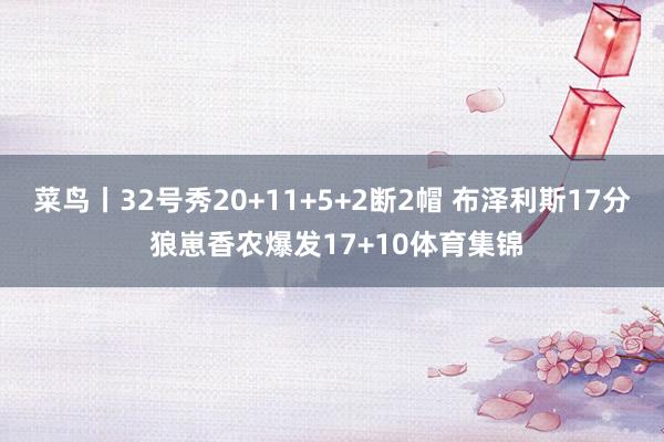 菜鸟丨32号秀20+11+5+2断2帽 布泽利斯17分 狼崽香农爆发17+10体育集锦