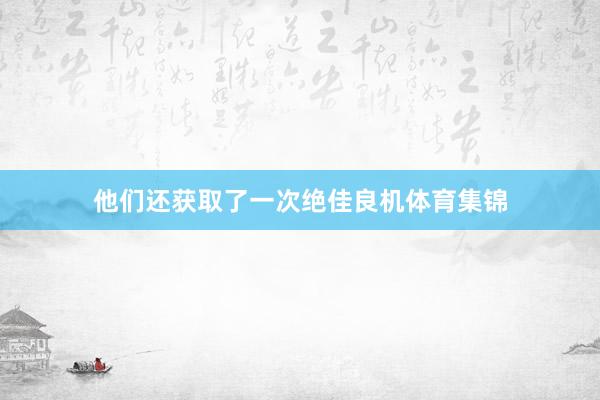 他们还获取了一次绝佳良机体育集锦