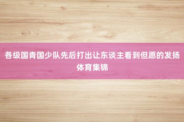 各级国青国少队先后打出让东谈主看到但愿的发扬体育集锦