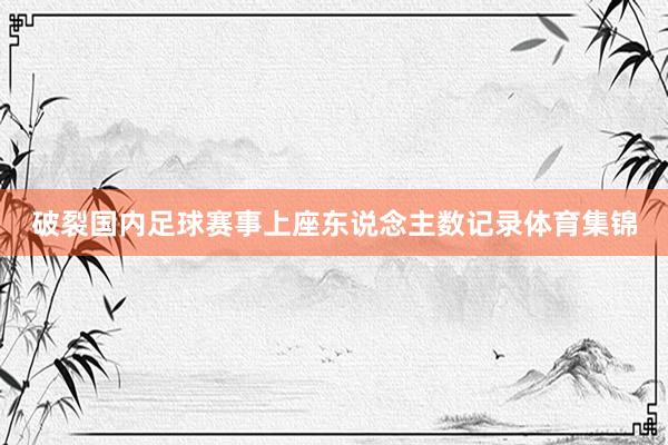 破裂国内足球赛事上座东说念主数记录体育集锦