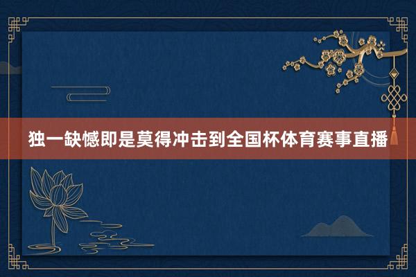 独一缺憾即是莫得冲击到全国杯体育赛事直播