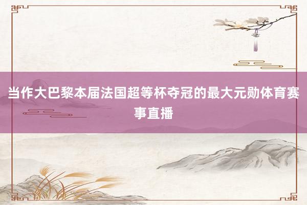 当作大巴黎本届法国超等杯夺冠的最大元勋体育赛事直播