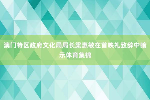 澳门特区政府文化局局长梁惠敏在首映礼致辞中暗示体育集锦